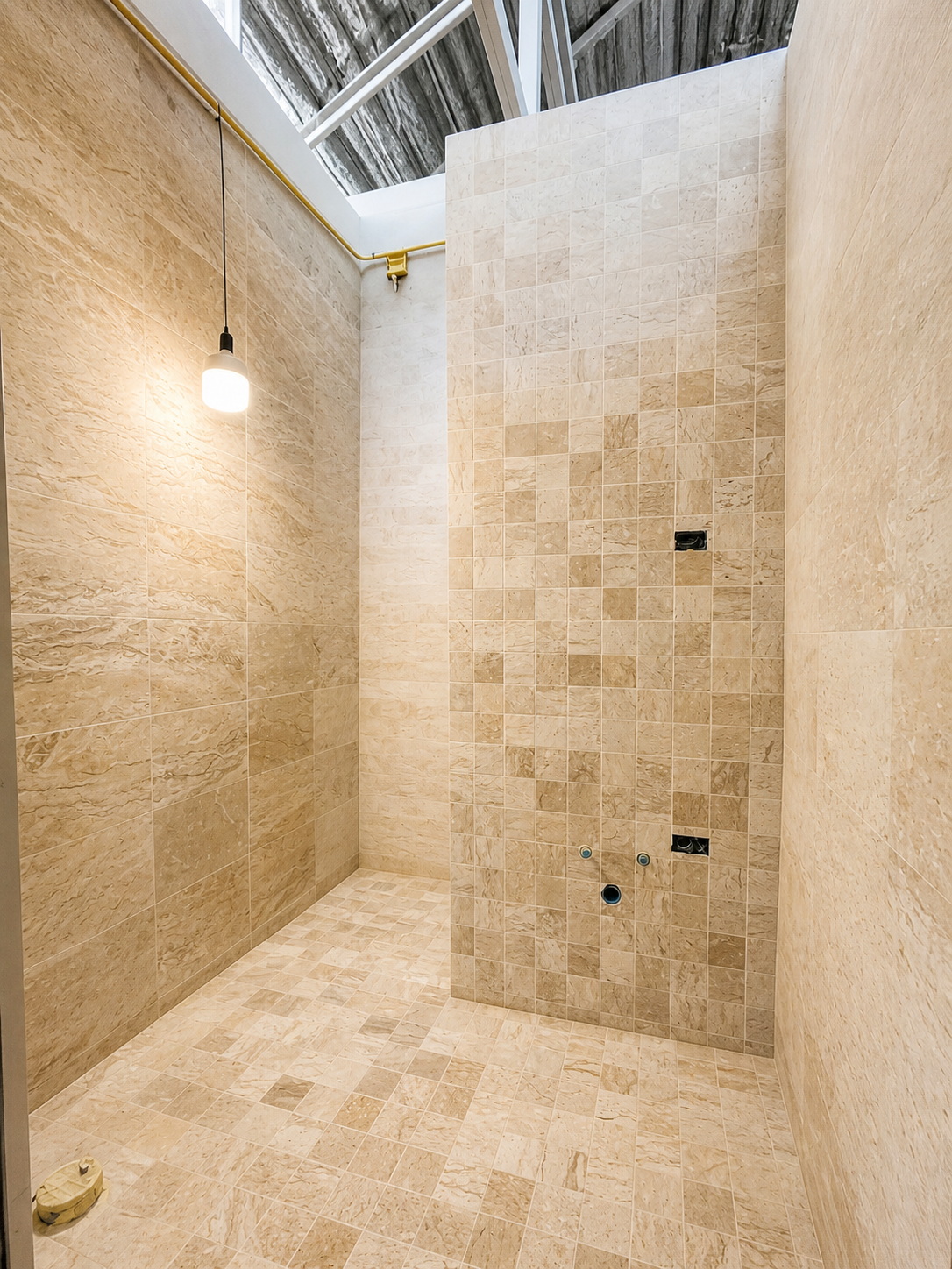 Travertine mosaic tile bathroom wall Mae Phim Residence Klang Rayong